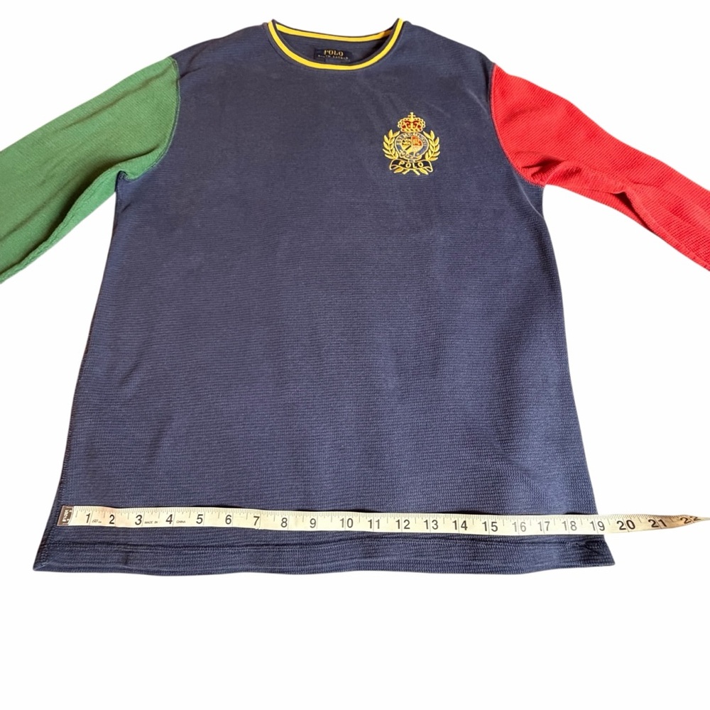 POLO RALPH LAUREN MENS LARGE COLORBLOCK WAFFLE KNIT CREST LOGO LONG SLEEVE - Picture 5 of 8